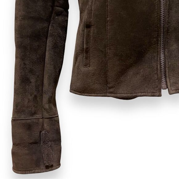 Kenneth Cole Reaction Brown Suede Sherpa Lined Zip Front Jacket - Picture 8 of 14